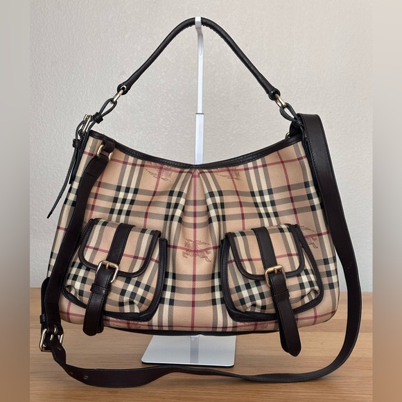 Burberry Haymarket Check Front Pocket Hobo Bag
